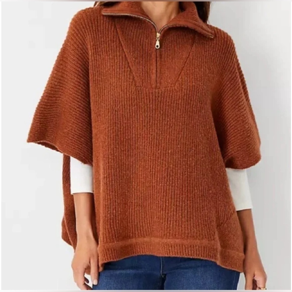 Ann Taylor Ribbed Zip Poncho Sweater Size XS/S
Wool Blend - Picture 3 of 10